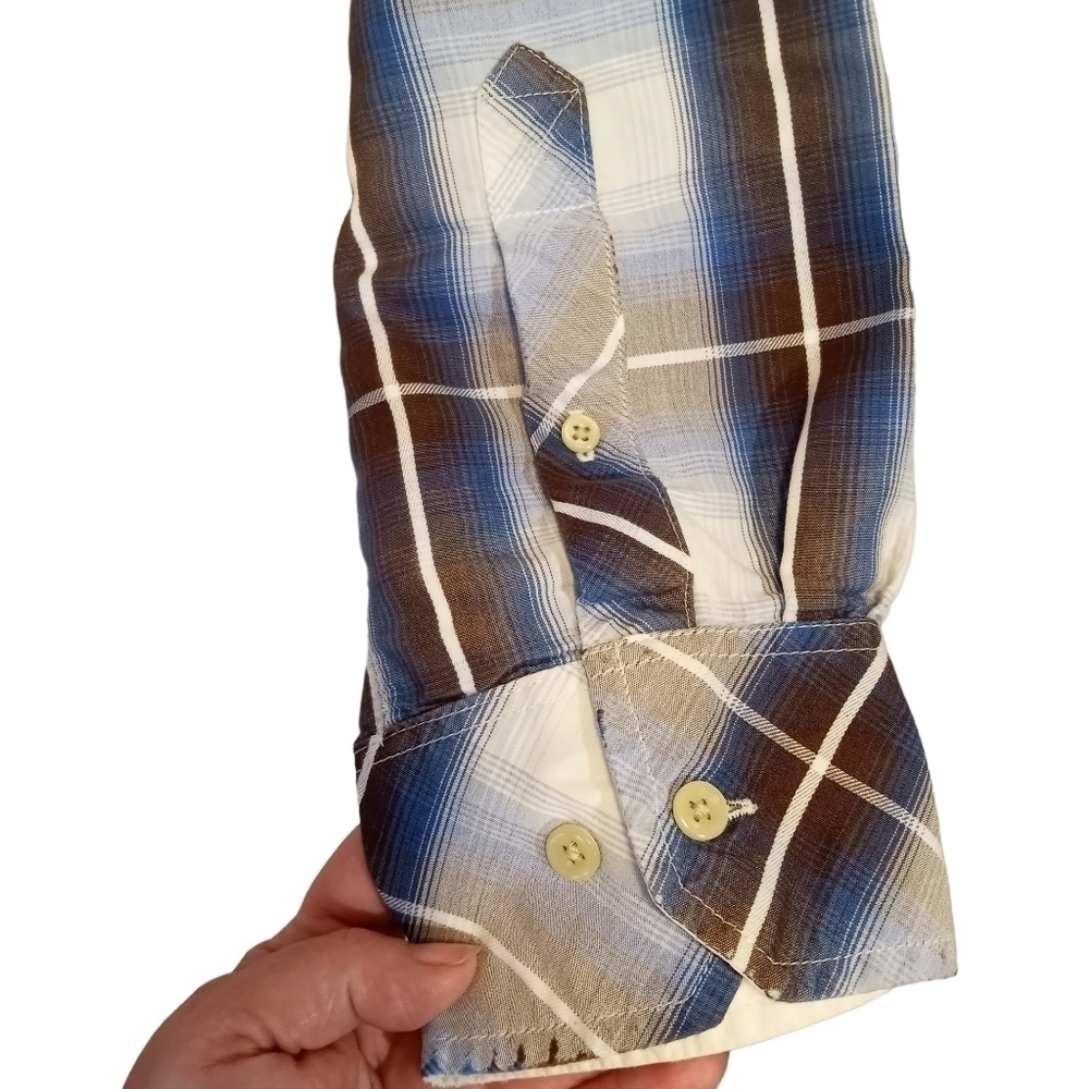 Horny Toad Blue / Brown Plaid Button-up Long Sleeve Men's Shirt Size Large - Picture 5 of 12